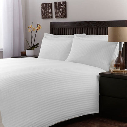 Satin Strip White Bedsheet