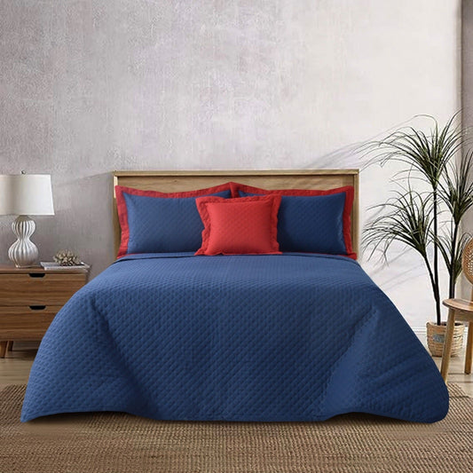 Ultrasonic Quilted Luxury Bed Spread Set Blue