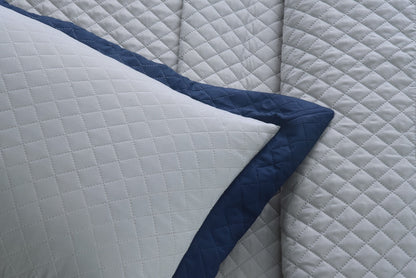 Quilted Luxury Bed Spread Set Blue