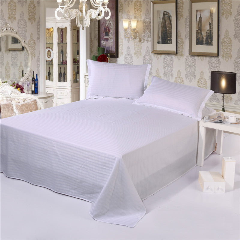 Satin Strip White Bedsheet